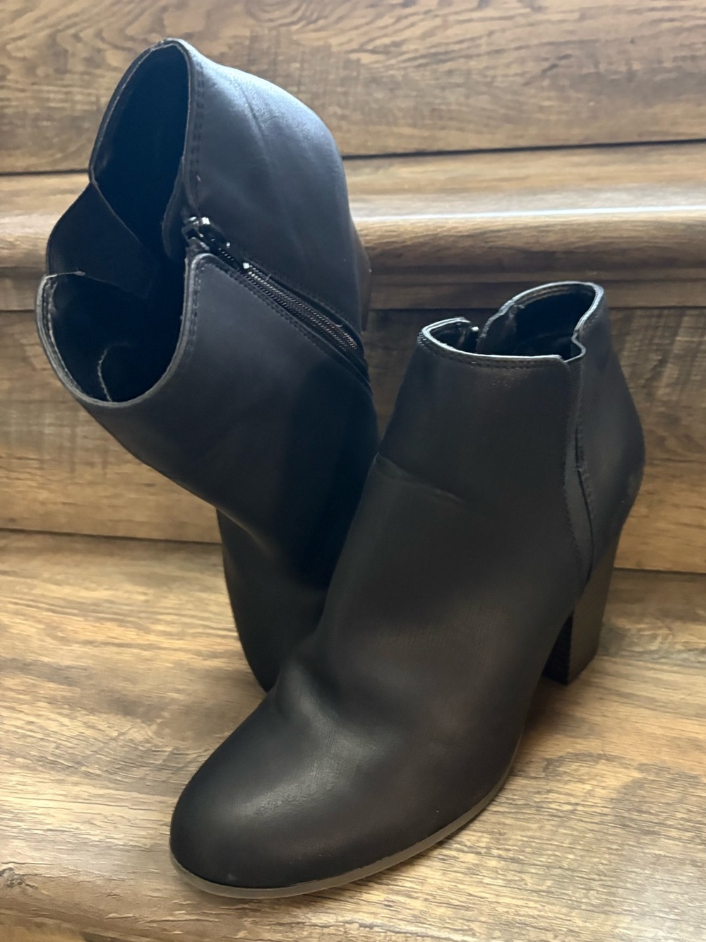 Fergalicious Black Ankle Booties with Block Heel